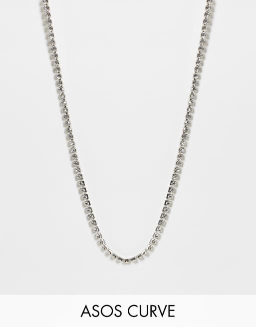 ASOS DESIGN Curve - Collana argentata con cristalli