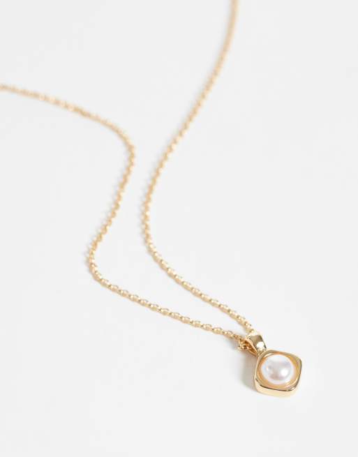 ASOS DESIGN Curve collana con pendente in perla sintetica color oro, 3 di 4