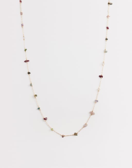 ASOS DESIGN Curve - Collana corta color oro con schegge di pietre sintetiche