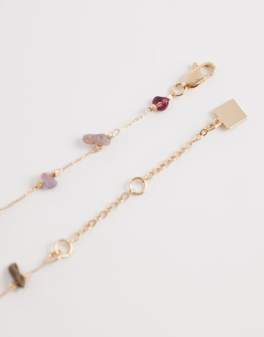 ASOS DESIGN Curve - Collana corta color oro con schegge di pietre sintetiche, 4 di 4