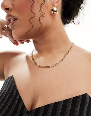 ASOS DESIGN Curve - Collana dorata in acciaio inossidabile resistente all'acqua con design a maglie aperte
