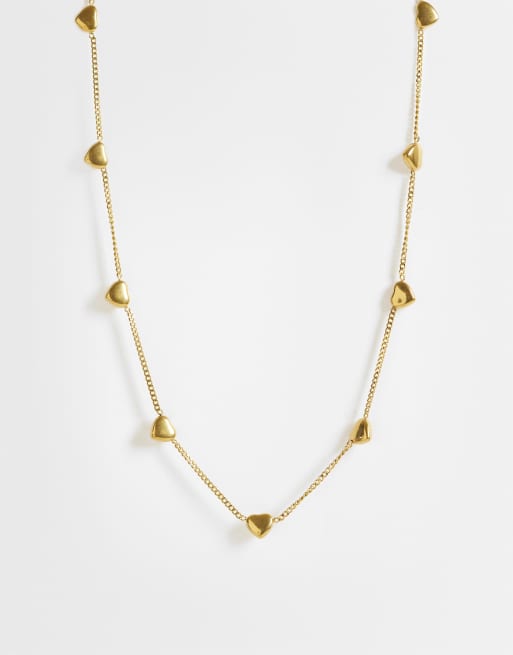 ASOS DESIGN Curve collana impermeabile in acciaio inossidabile con design a cuore color oro