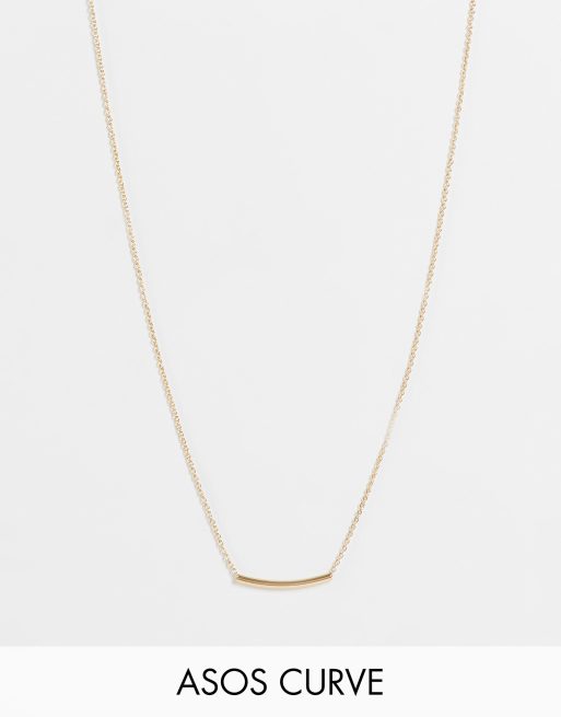 ASOS DESIGN Curve - Collana oro con barretta semplice