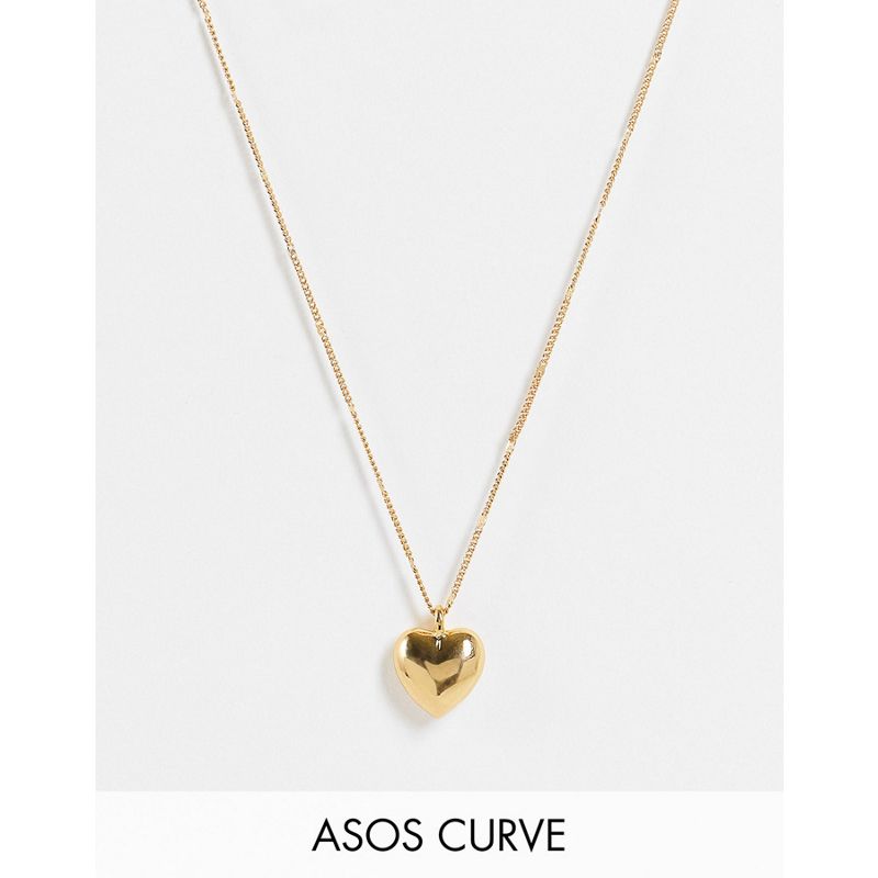 DESIGN Curve - Collana placcata oro 14k con ciondolo a forma di cuore gonfio