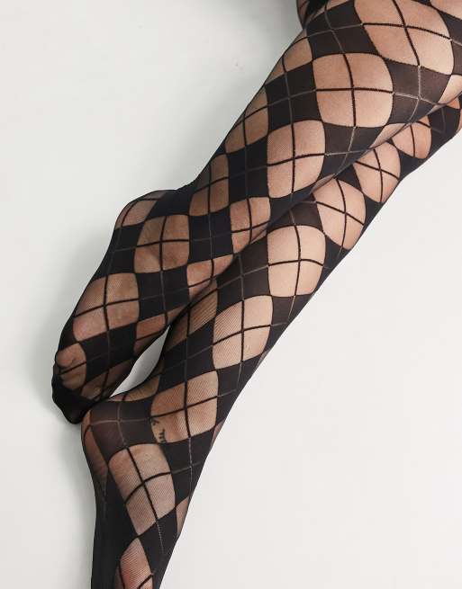 ASOS DESIGN - Collants à motif cœurs avec cœur rouge au talon - Noir