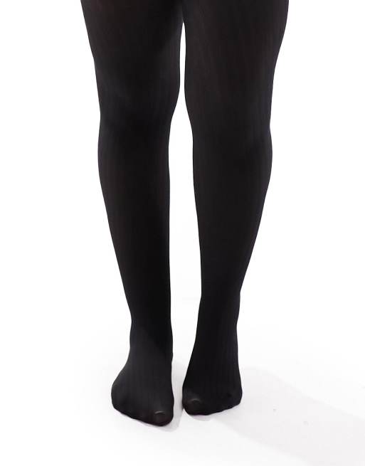 ASOS DESIGN Curve - Collants côtelés - Noir 