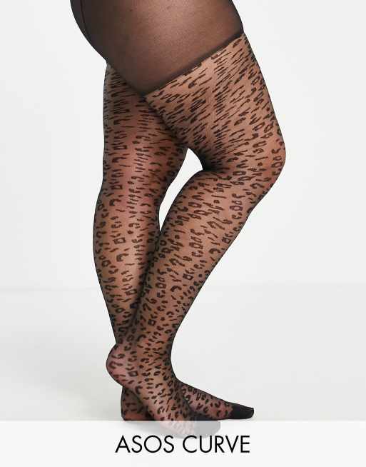 ASOS DESIGN Curve - Collants léopard - Noir