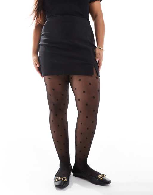 ASOS DESIGN Curve - Collants ultra stretch à gros pois - Noir