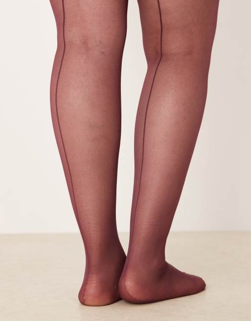 ASOS DESIGN Curve - Collants ultra stretch avec couture visible à l'arrière - Bordeaux, 2 de 3