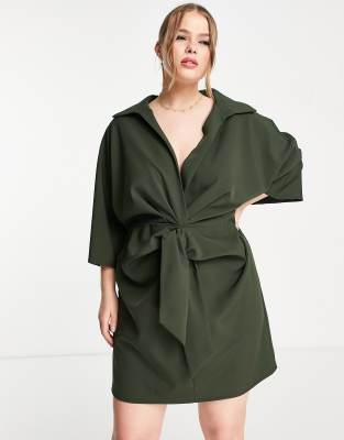 asos khaki wrap dress