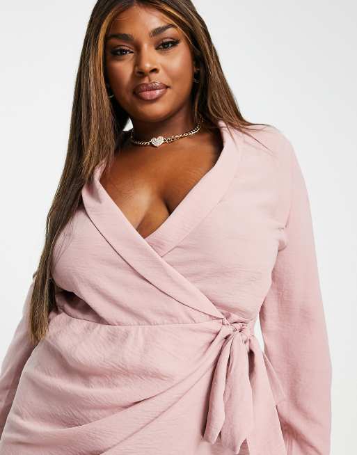 Asos pink wrap dress sale