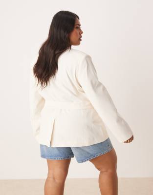 ASOS DESIGN CURVE COLLARLESS FORMAL BLAZER 