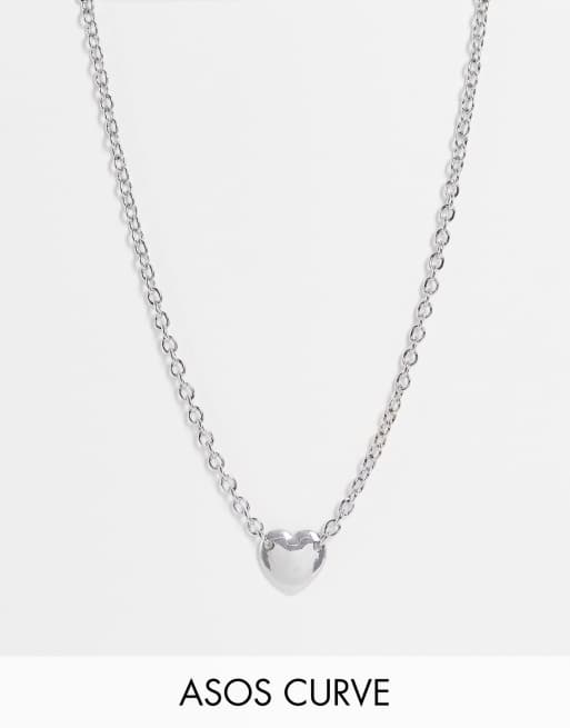 ASOS DESIGN Curve - Collier avec breloque cœur simple - Argenté