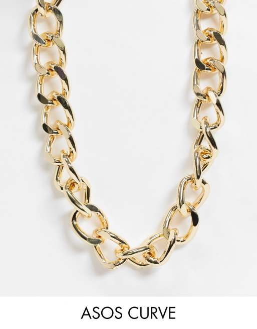 ASOS DESIGN Curve - Collier avec chaîne 17 mm à maillons ronds - Doré