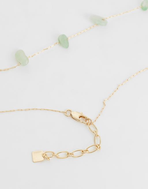 ASOS DESIGN Curve - Collier avec pendentif palmier et pierres semi-précieuses vertes - Doré, 4 de 4