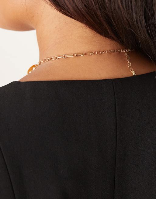 ASOS DESIGN Curve - Collier court avec pierres fantaisie incrustées - Doré, 3 de 3