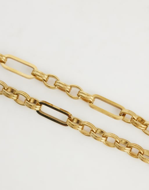 ASOS DESIGN Curve - Collier en acier inoxydable résistant à l'eau avec maillons variés - Doré, 4 de 4