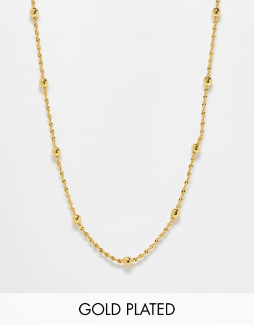 ASOS DESIGN Curve - Collier en plaqué or 14 carats avec boules et chaîne torsadée