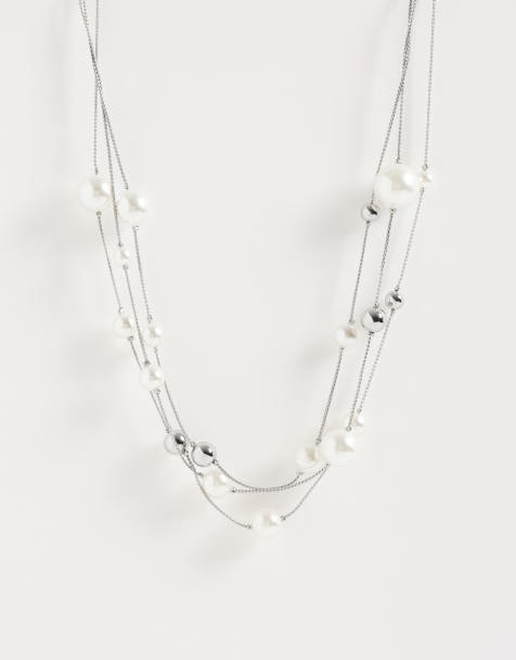 ASOS DESIGN Curve - Collier multi-rangs à perles fantaisie - Argenté - view 1