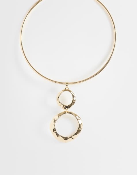 ASOS DESIGN Curve - Collier ras de cou avec pendentifs circulaires martelés - Doré - view 1