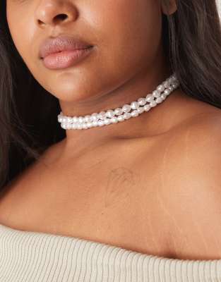 ASOS DESIGN Curve - Collier ras de cou en perles d'eau douce fantaisie - view 1
