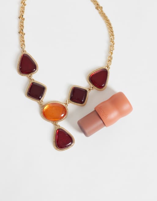 ASOS DESIGN Curve collier statement à gouttes en résine ambre et bordeaux, 2 de 4