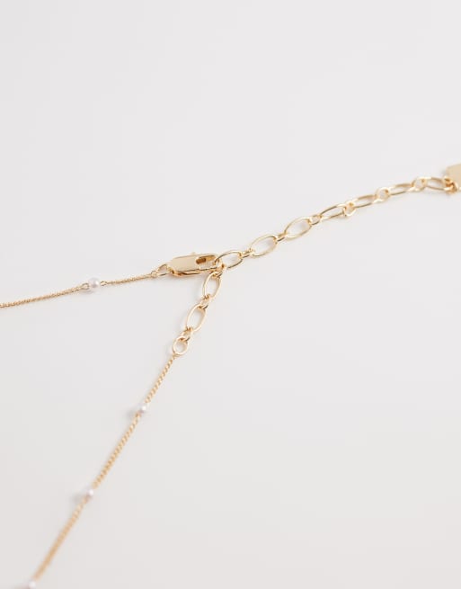 ASOS DESIGN Curve - Collier style lariat délicat orné de perles fantaisie - Doré, 3 de 4