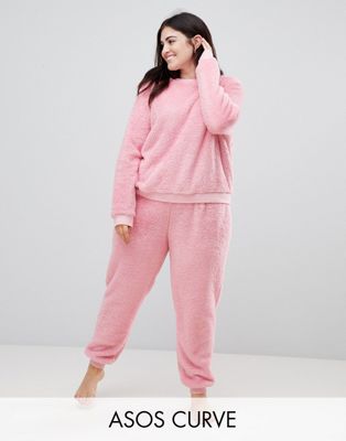ASOS Design - Curve - Combi-set van extra zachte lounge hoodie en joggingbroek-Roze