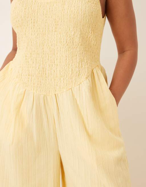 ASOS DESIGN Curve - Combinaison effet froissé à encolure dégagée - Babeurre, 3 de 4