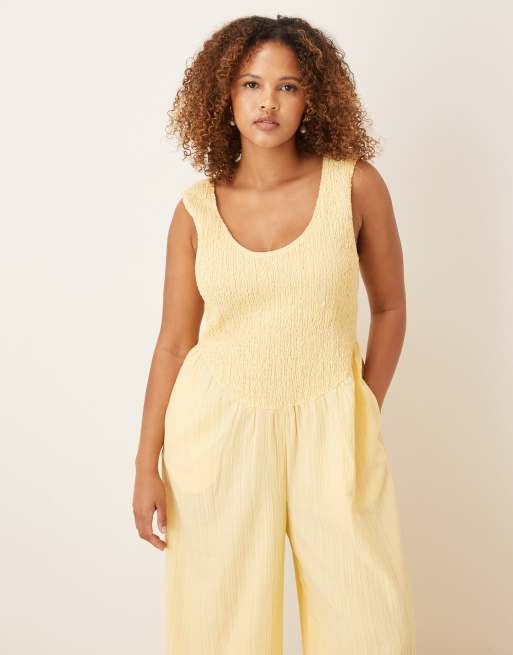 ASOS DESIGN Curve - Combinaison effet froissé à encolure dégagée - Babeurre, 4 de 4