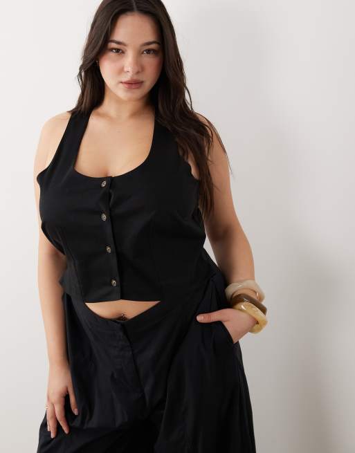 ASOS DESIGN Curve - Combinaison style gilet de costume - Noir, 3 de 4