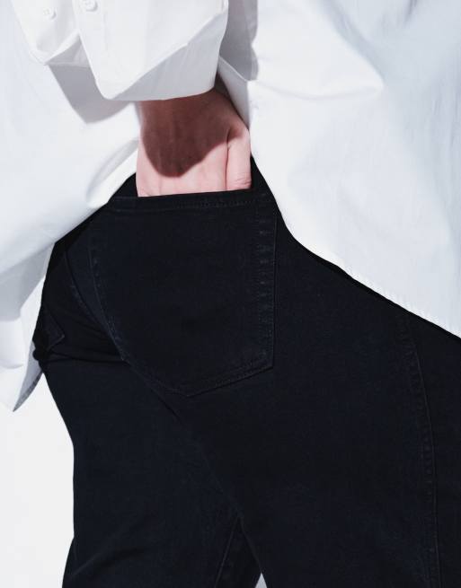 ASOS DESIGN Curve comfort stretch straight leg jean in black, 4 of 5