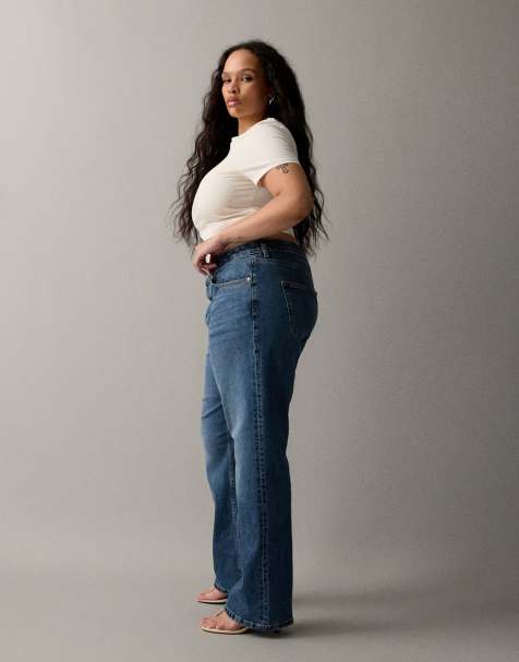 ASOS DESIGN Curve comfort stretch straight leg jeans in authentic mid blue - view 1