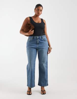 Asos Curve Asos Design Curve Comfort Stretch Straight Leg Jeans In Blue