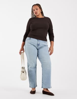 Asos Curve Asos Design Curve Comfort Stretch Straight Leg Jeans In Blue