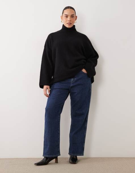 ASOS DESIGN Curve comfort stretch straight leg jeans in mid blue - view 1