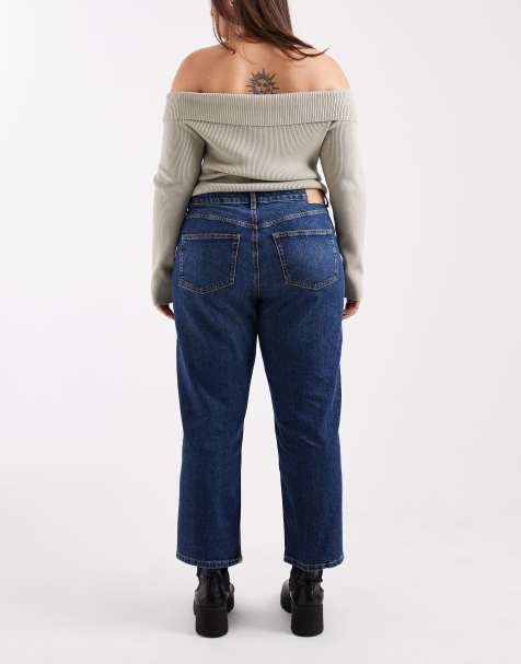 ASOS DESIGN Curve comfort stretch straight leg jeans in washed black - view 1