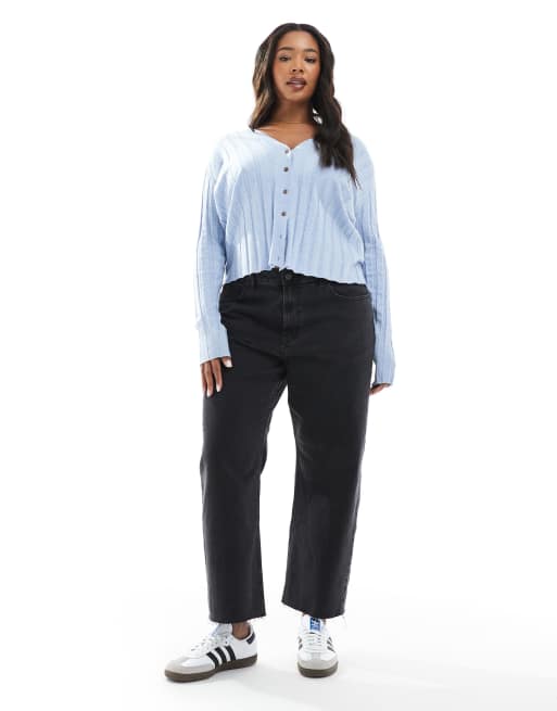 ASOS DESIGN - Curve - Comfortabele stretchjeans met cropped rechte pijpen in zwart