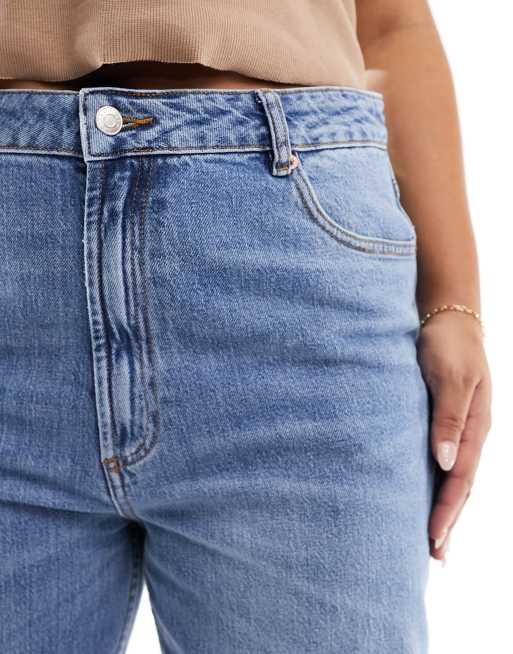 ASOS DESIGN Curve - Comfortabele stretchjeans met rechte pijpen in blauw, 3 van 5