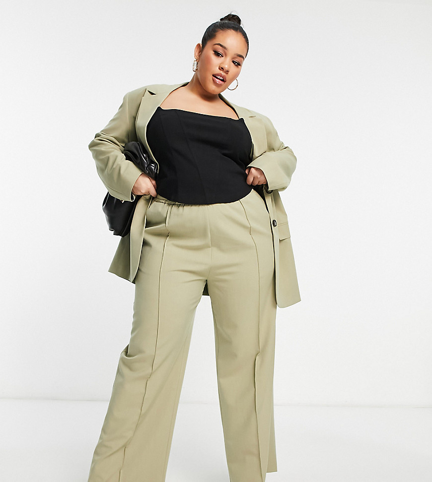 Trousers %26 Leggings by ASOS Curve Basket-worthy find Mid rise Elasticated waistband Pintuck details Side pockets Straight fit