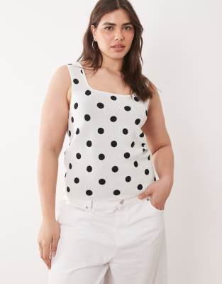 Asos Curve Asos Design Curve Compact Square Neck Cami Top In White