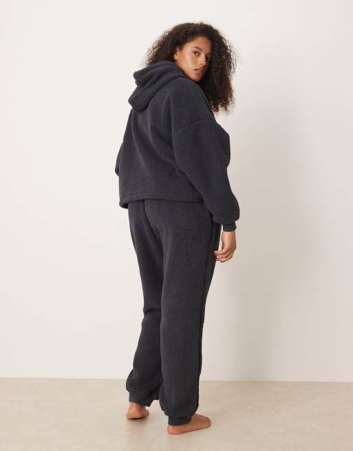 ASOS DESIGN Curve - Completo da casa soffice blu inchiostro con joggers e felpa con cappuccio oversize, 4 di 4