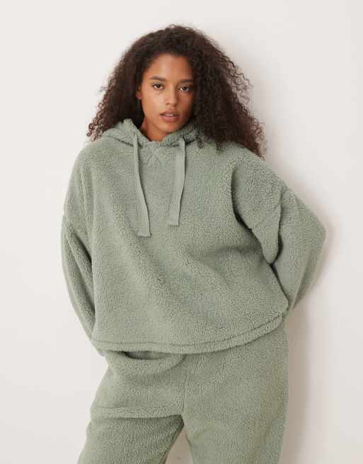 ASOS DESIGN Curve - Completo da casa soffice verde salvia con joggers e felpa con cappuccio oversize, 2 di 4
