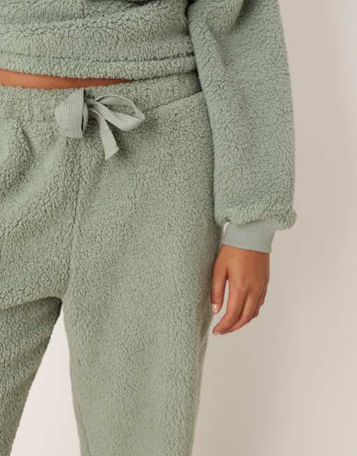 ASOS DESIGN Curve - Completo da casa soffice verde salvia con joggers e felpa con cappuccio oversize, 3 di 4