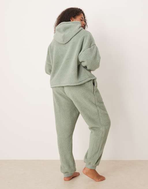ASOS DESIGN Curve - Completo da casa soffice verde salvia con joggers e felpa con cappuccio oversize, 4 di 4