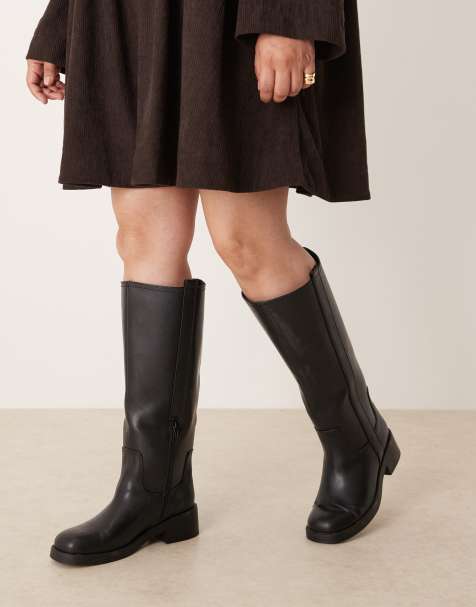 ASOS DESIGN Curve Conan pull on chunky boots in black - view 1