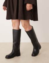 ASOS DESIGN Callahan leather riding boots in black