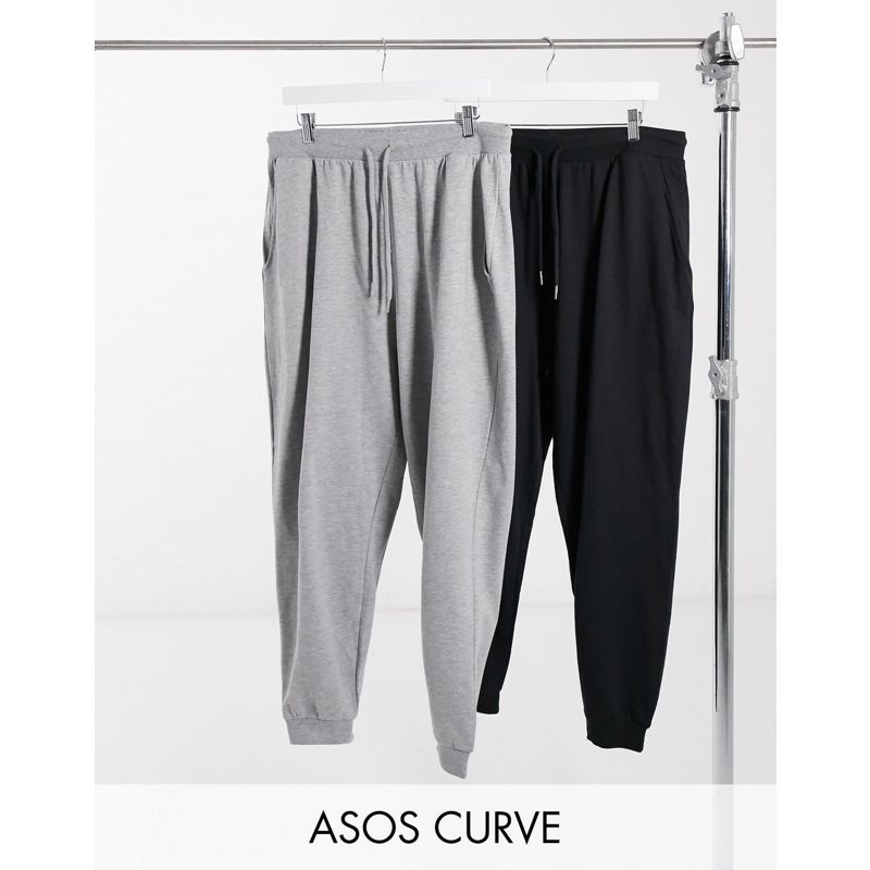 Donna  DESIGN Curve - Confezione da 2 joggers basic con laccetti nero e grigio