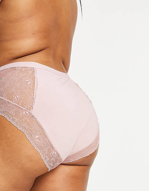 Asos Donna Abbigliamento Intimo Mutande Slip brasilana Confezione da 2 slip a vita alta in cotone nero e rosa con inserti in pizzo 