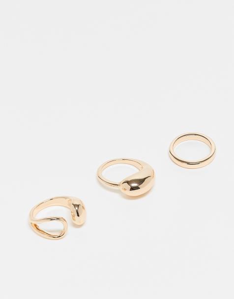 ASOS DESIGN Curve - Confezione da 3 anelli dorati semplici con design avvolgente - view 1